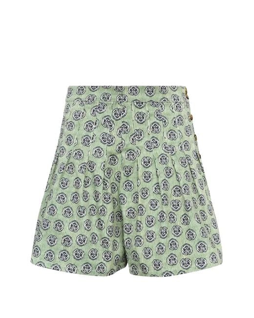 Pantalones Cortos Willa Con Motivo De Botones Hunter Bell de color Green