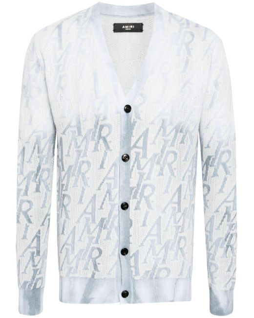 Amiri White Intarsia-knit V-neck Cardigan for men