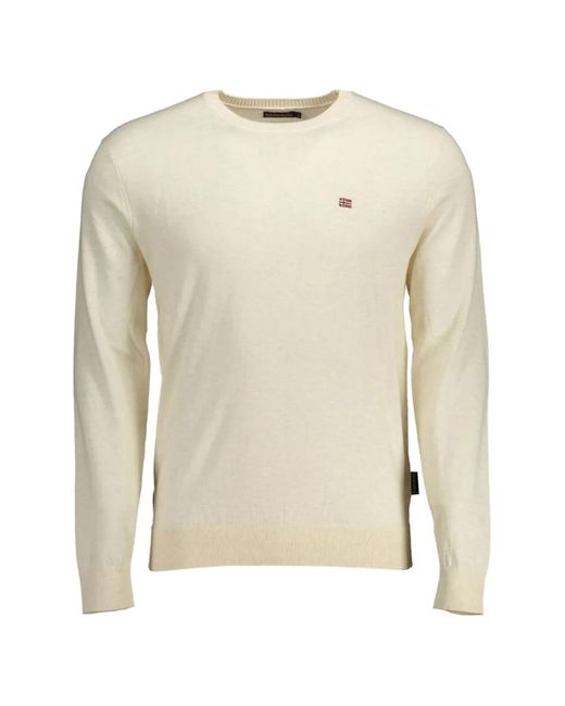 Napapijri Natural Crew Neck Logo-Patch Sweater for men