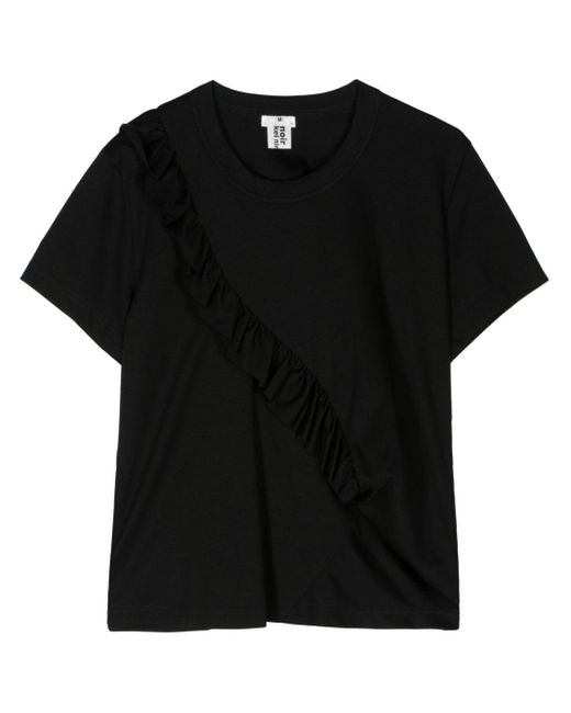 Noir Kei Ninomiya Black Ruffled Detailing Cotton T-shirt