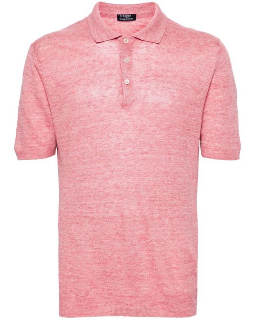 Barba Napoli Linnen Poloshirt in het Pink voor heren