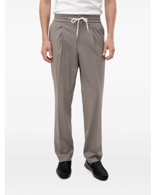 HUGO Gray Drawstring Pleated Trousers for men