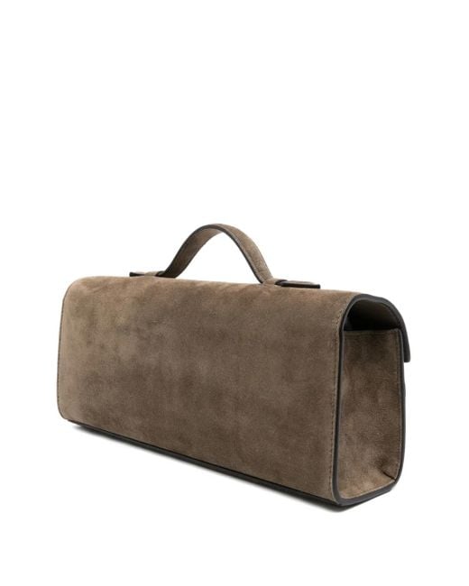 SAVETTE Brown Symmetry Top-Handle Clutch Bag