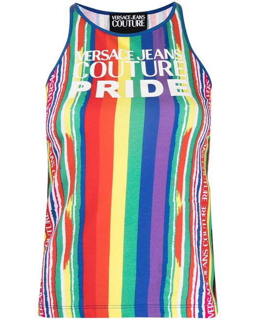 Versace Jeans Couture Blue Pride Project-Print Vest Top