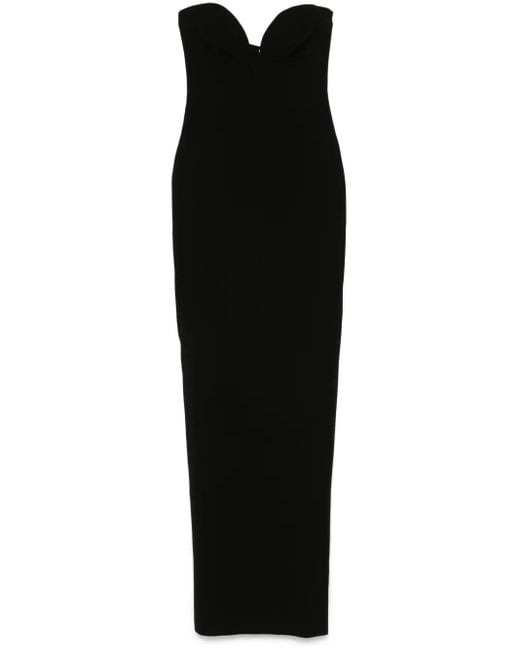Monot Black Strapless Crepe Midi Dress