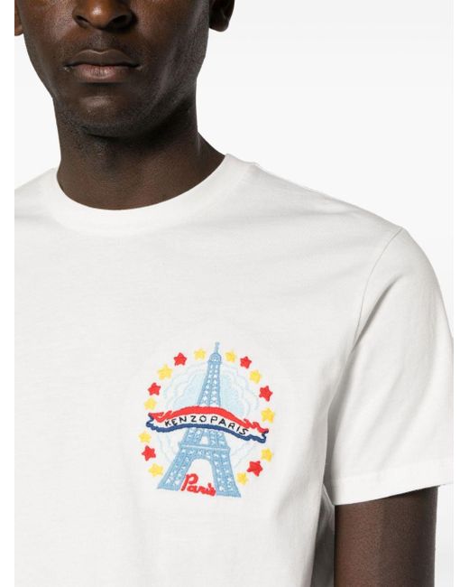 T-shirt en coton à broderies KENZO pour homme en coloris White