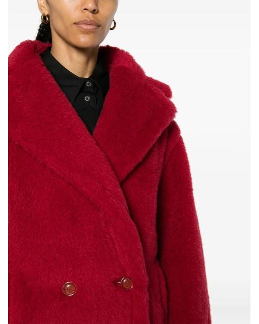 Max Mara Red Short Teddy Faux-Shearling Coat