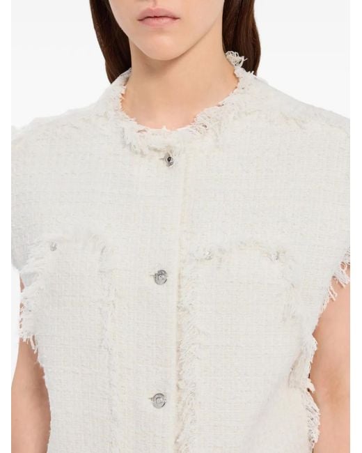 MSGM White Débardeur Boutonné À Bords Francs