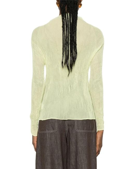 Issey Miyake Yellow Ruffled Long-Sleeve T-Shirt