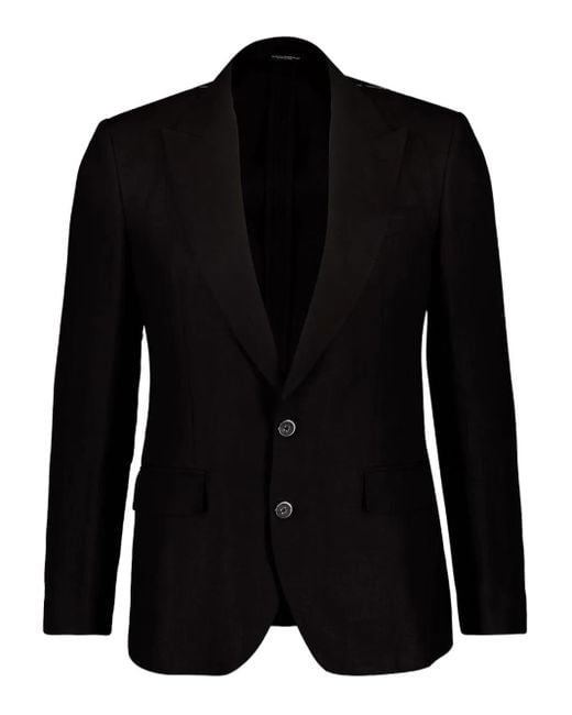 メンズ Dolce & Gabbana リネンシングルジャケット Black