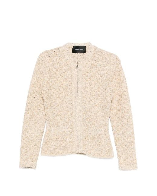 Fabiana Filippi Natural Zip-Up Fitted Jacket