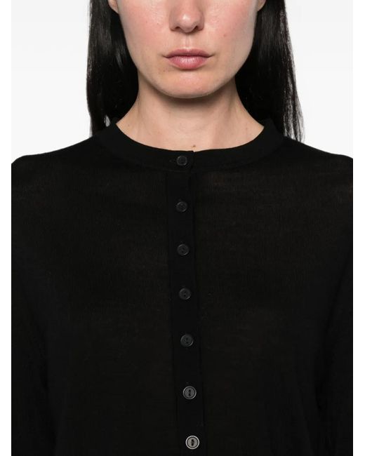 ViCOLO Black Button-Up Crew-Neck Sweater