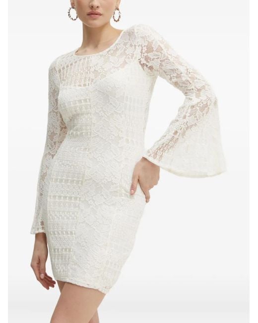 Guess White Rückenfreies Minikleid Aus Spitze