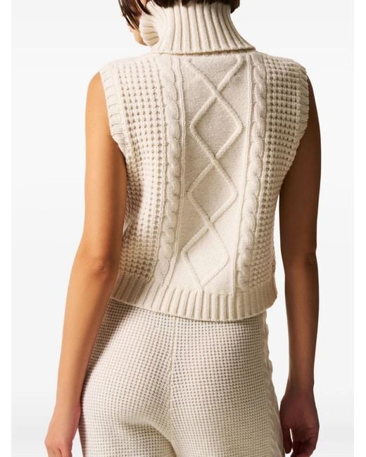 Perfect Moment White Cable-Knit Roll-Neck Top