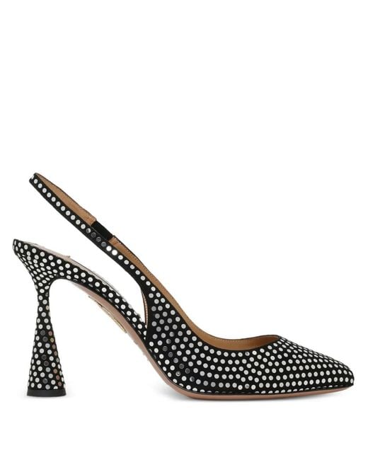 Aquazzura Metallic Studded Slingback Heels