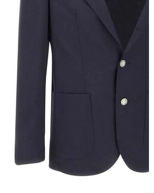 Barba Napoli Blue Peaked-Lapels Button-Fastening Blazer for men
