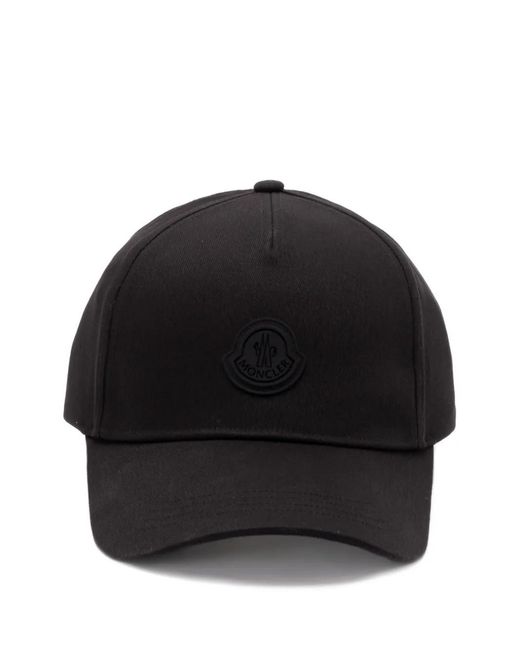 Moncler Black Baseballkappe mit Logo-Patch