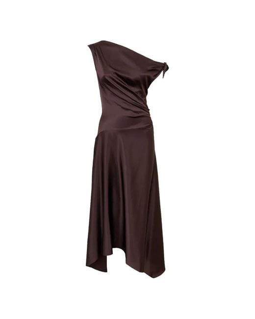 Staud Brown Asymmetric Draped Dress