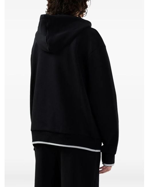 Gcds Black Logo-Embossed Hoodie