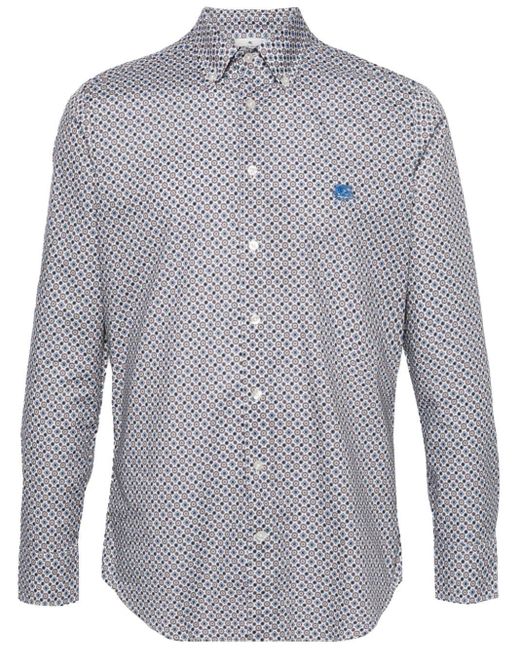 Etro Blue Pegaso-embroidered Graphic-print Shirt for men