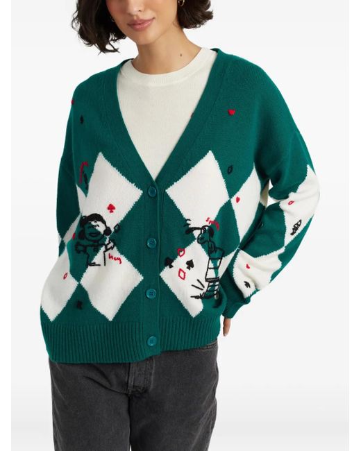 X Peanuts Cardigan À Losanges Chinti & Parker en coloris Green
