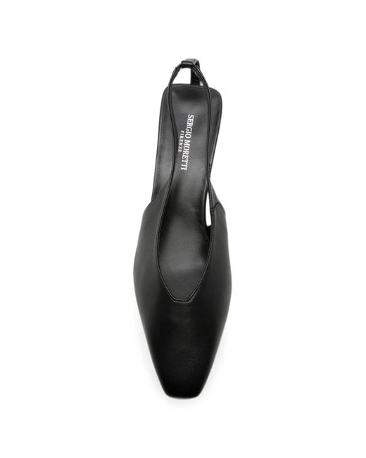 SERGIO MORETTI FIRENZE Black Pointed-Toe Slingback Pumps