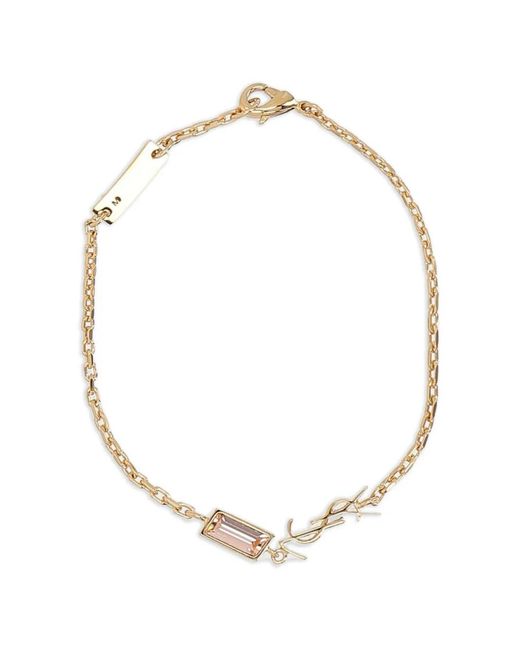 Saint Laurent White Cassandre Charm Bracelet