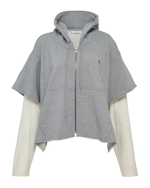 Pushbutton Gray Raw-Edge Zip-Up Hoodie