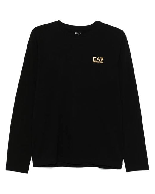 EA7 Black Logo-Print T-Shirt for men