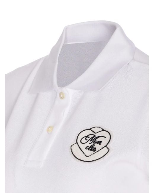 Moncler White Logo-Patch Polo Shirt