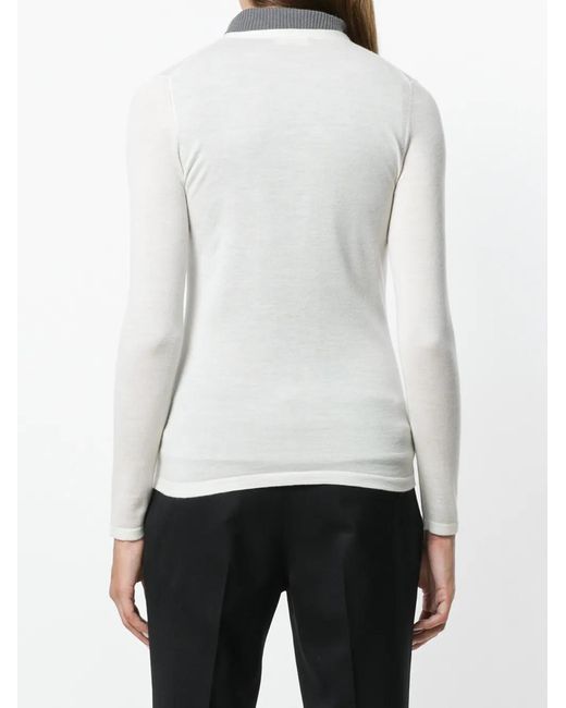 N.Peal Cashmere White Superfine V-Neck Cardigan