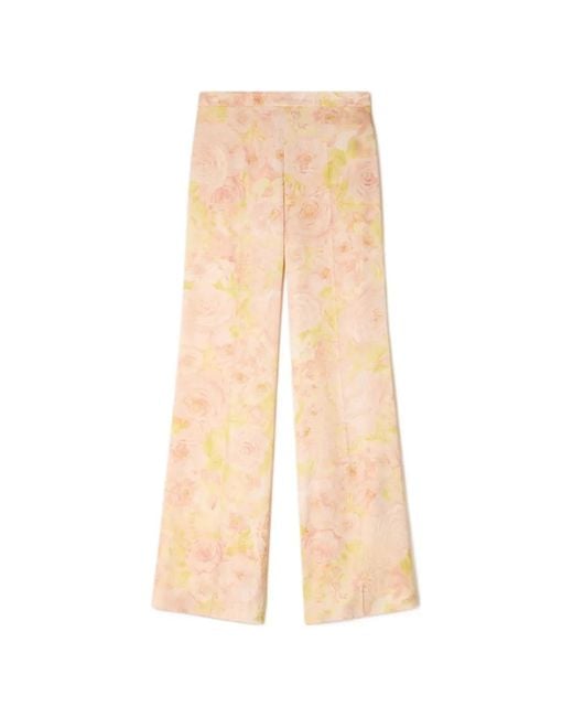 Sandro White Floral-Print Flowy Trousers