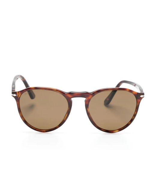 Persol Natural Tortoiseshell-Effect Round-Frame Sunglasses