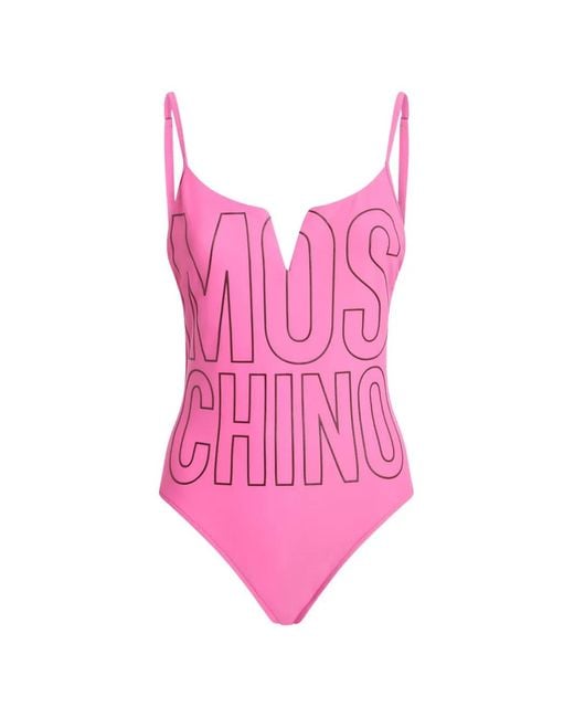 Moschino Pink Logo-Print Swimsuit