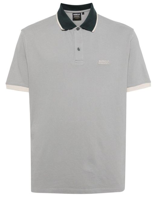 Barbour Gray Howall Contrast-collar Cotton Polo Shirt for men