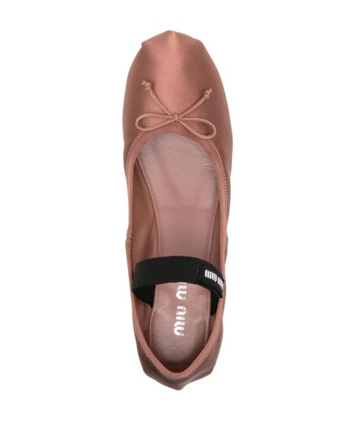 Miu Miu Brown Satin Ballerina Flats