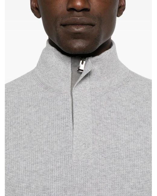 Canali Gray Ribbed High-Neck Sweater for men