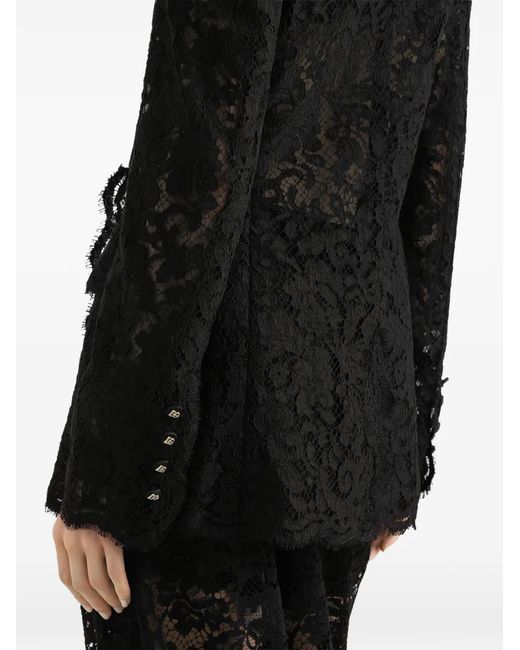 Dolce & Gabbana Black Double-Breasted Lace Blazer