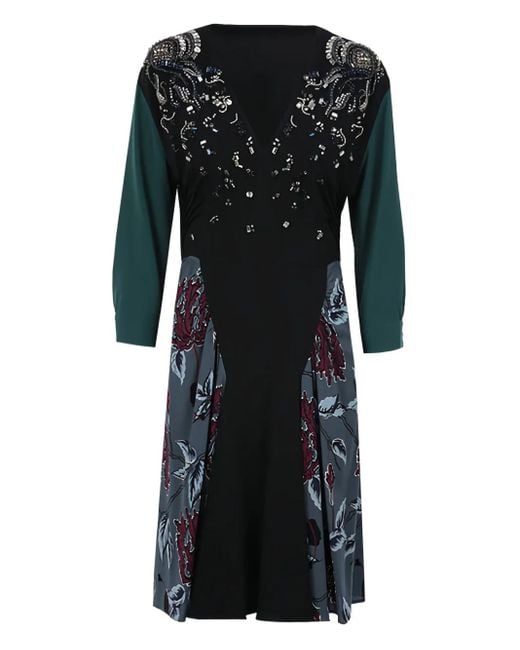 Vestido con motivo floral Prada de color Black