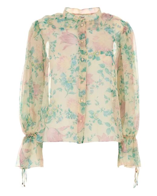 Blouse manches bouffantes en mousseline de soie Chloé en coloris Multicolor