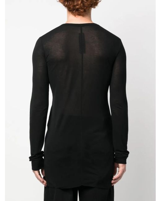 Rick Owens Black Long-Sleeved Marl-Knit T-Shirt for men