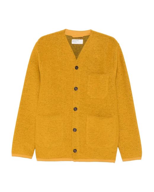 Universal Works Yellow Fleece-Pocket Cardigan for men