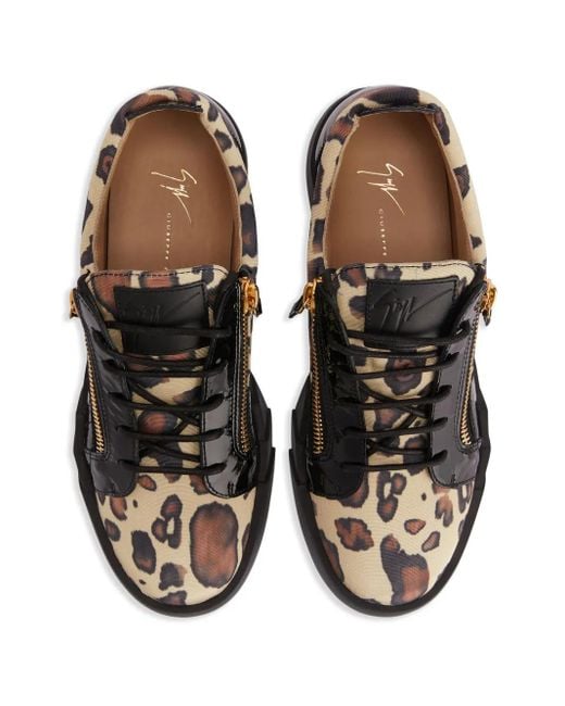 Giuseppe Zanotti Black Frankie Leopard-Print Sneakers for men