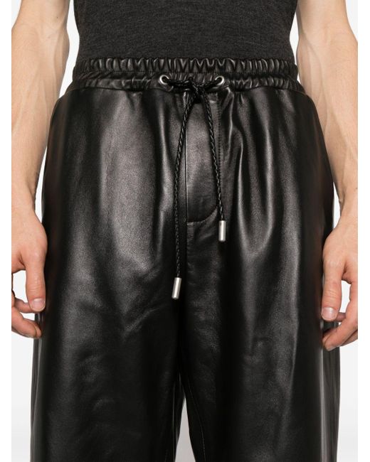 Off-White c/o Virgil Abloh Black Leather Track Pants for men