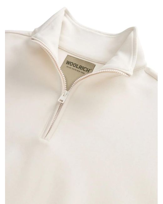 Woolrich White Fleece Zipped Sweatshirt
