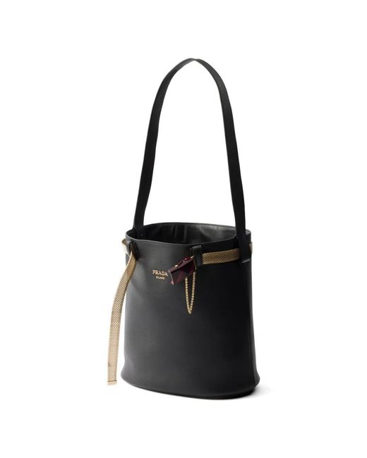 Prada Black Buckle Bucket Bag