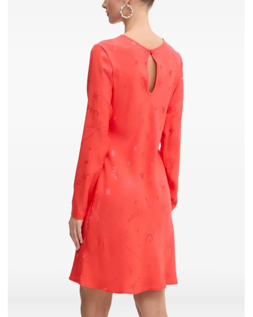 Never Fully Dressed Red Graphic-Print Long-Sleeved Dress