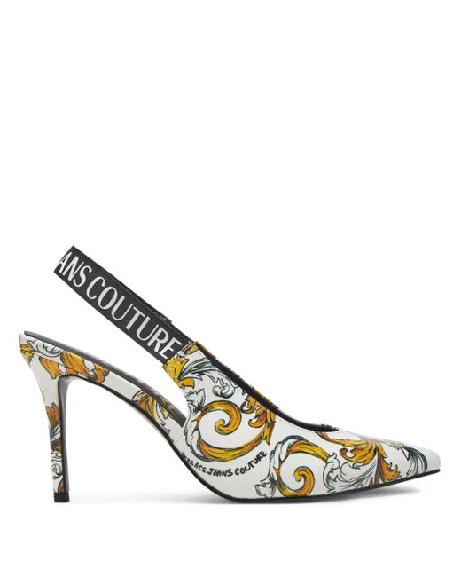 Versace Jeans Couture Metallic Logo-Print Pumps