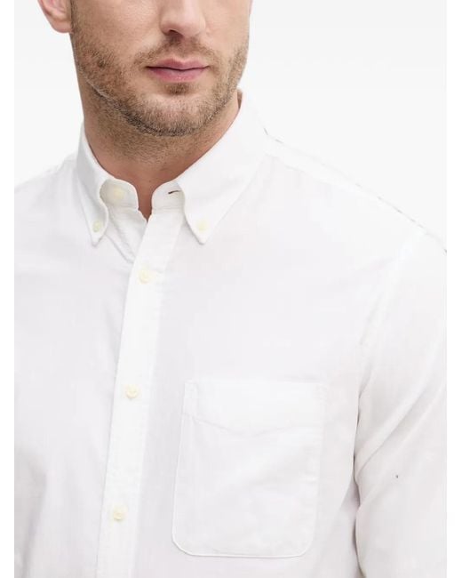 Benetton White Button-Down Chest-Pocket Shirt for men