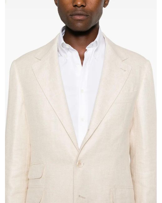 Brunello Cucinelli White Single-Breasted Linen-Blend Suit for men